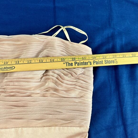 MONIQUE LHUILLIER Bridesmaid Ruched Fitted Light Pink Strapless Sheath 14 *flaws - Picture 6 of 7